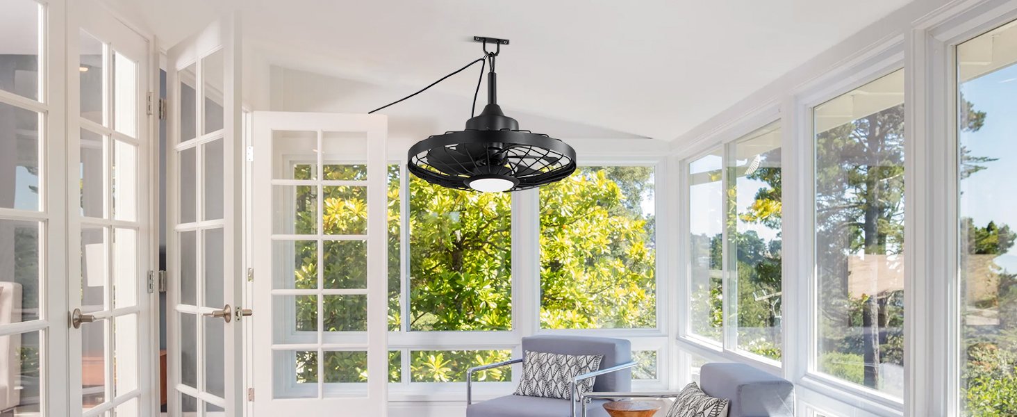 LEDIARY 20" Outdoor Ceiling Fans with Lights and Remote Control