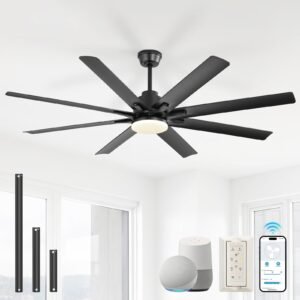 52 Inch Ceiling Fans with Lights, Smart Indoor/Outdoor Ceiling Fan With Remote