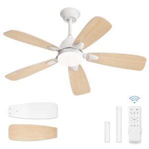 Ceiling Fans with Lights,42 inch Ceiling Fans with Lights and Remote,3CCT,6 Speeds,Reversible DC Motor