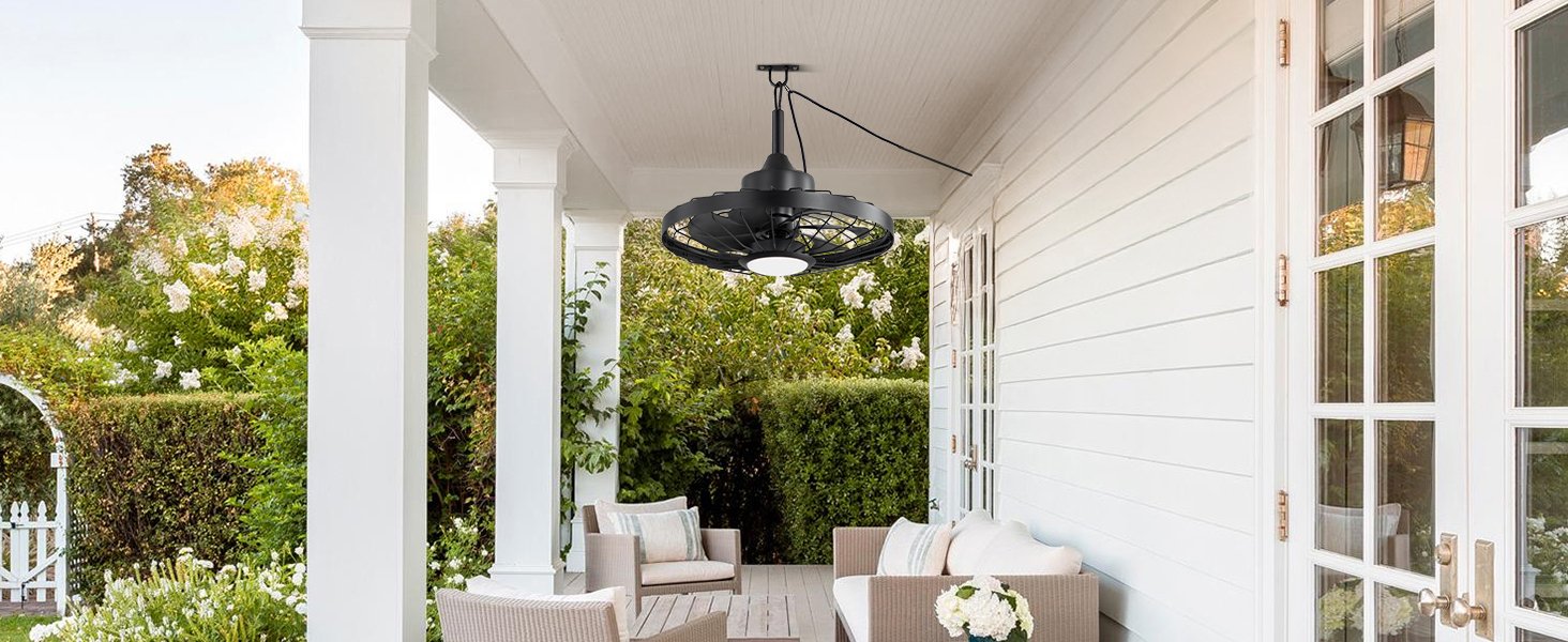 LEDIARY 20" Outdoor Ceiling Fans with Lights and Remote Control